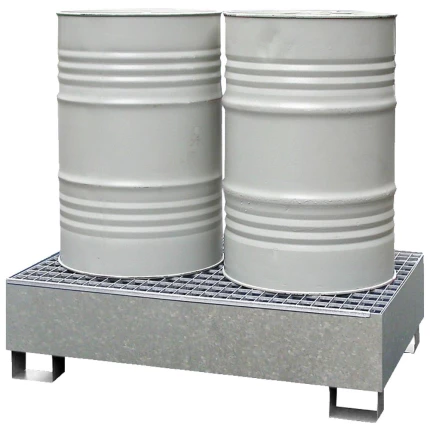 Opsamlingskar t/2 tromler, galv. stål, 220 ltr