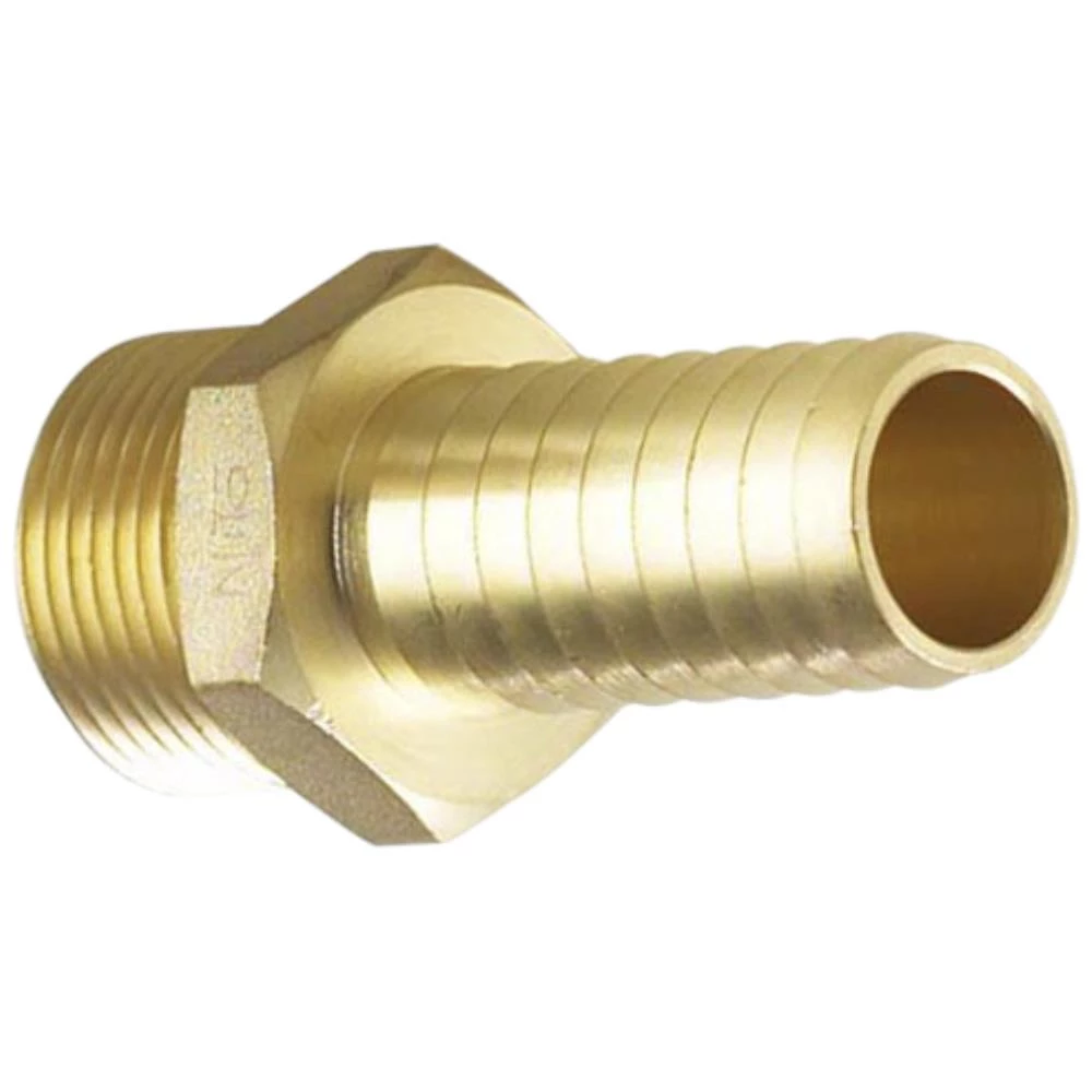 NiTo 1.1/4″ slangenippel messing m/1″ gev.nippel NiTo 1.1/4″ slangenippel messing m/1″ gev.nippel