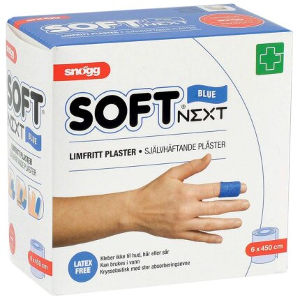 Plaster Soft Next Snøgg 6cm×4,5m latexfri blå