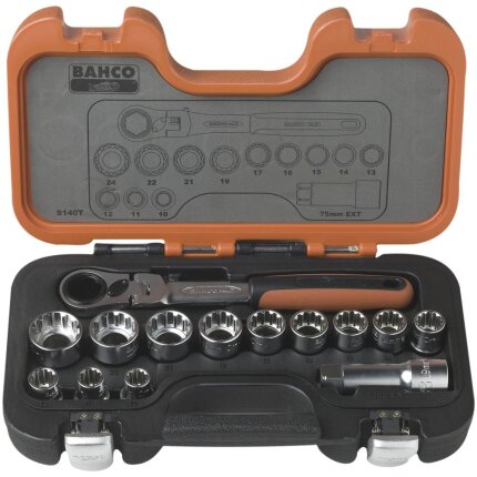 Topnøglesæt gennemst. 10-24mm S140T