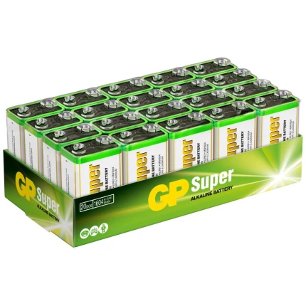 Batteri Super Alkaline 1604A/ 6LF22 9V, 20 stk