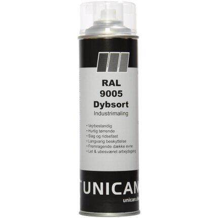 Unican RAL9005 dybsort spraymaling 500ml Unican RAL9005 dybsort spraymaling 500ml