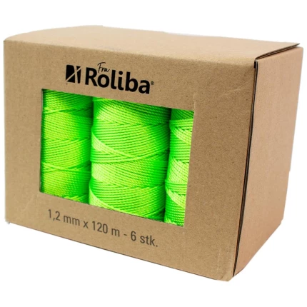 Mursnor 6/8 nylon 3-sl. 1,2mm×120m neongrøn, 6rl