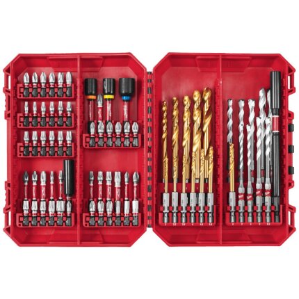 Slagbitssæt 1/4″, bits, boltbits og bor, 74 dele