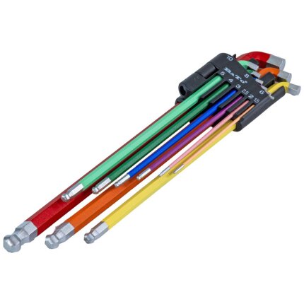 Stiftnøglesæt stubby vinklet farvet 1,5-10mm 9stk