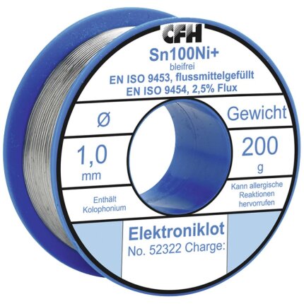 Loddetin CFH EL322 Sn100Ni+ blyfri ø1,0mm 200g