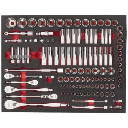 Skraldenøglesæt 1/4″-3/8″-1/2″ skumindlæg, 119dele