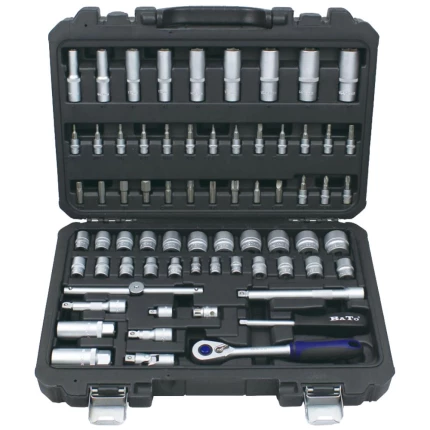Topnøglesæt 3/8″, korte og lange bits mv., 69 dele